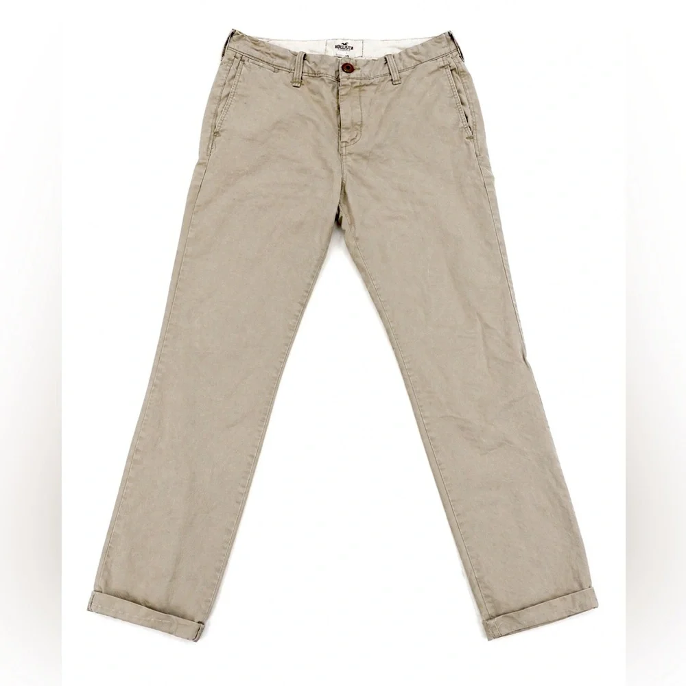 Hollister Button Fly Khaki Chino Pants Mens 30x32 Slim Straight Y2K Preppy Beige